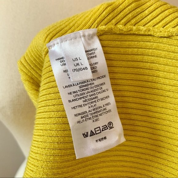 Anthropologie Citron Yellow Sweetheart Neckline Knit Long Sleeve Sweater size L - Picture 14 of 16